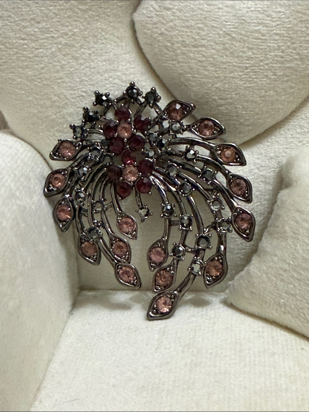 Pink Manganese Glass Crystal Waterfall Brooch